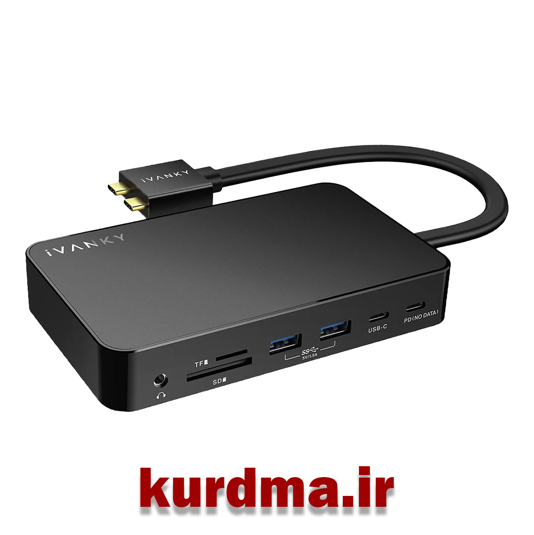  مبدل MacBook Pro Docking Station با آداپتور برق iVANKY Dual 4K 