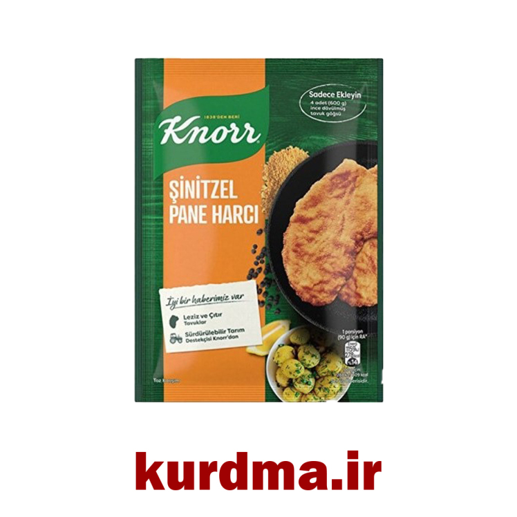 پودر سوخاری طعم‌دار مخصوص شنیتسل 90 گرمی Knorr ( عمده و خرده )