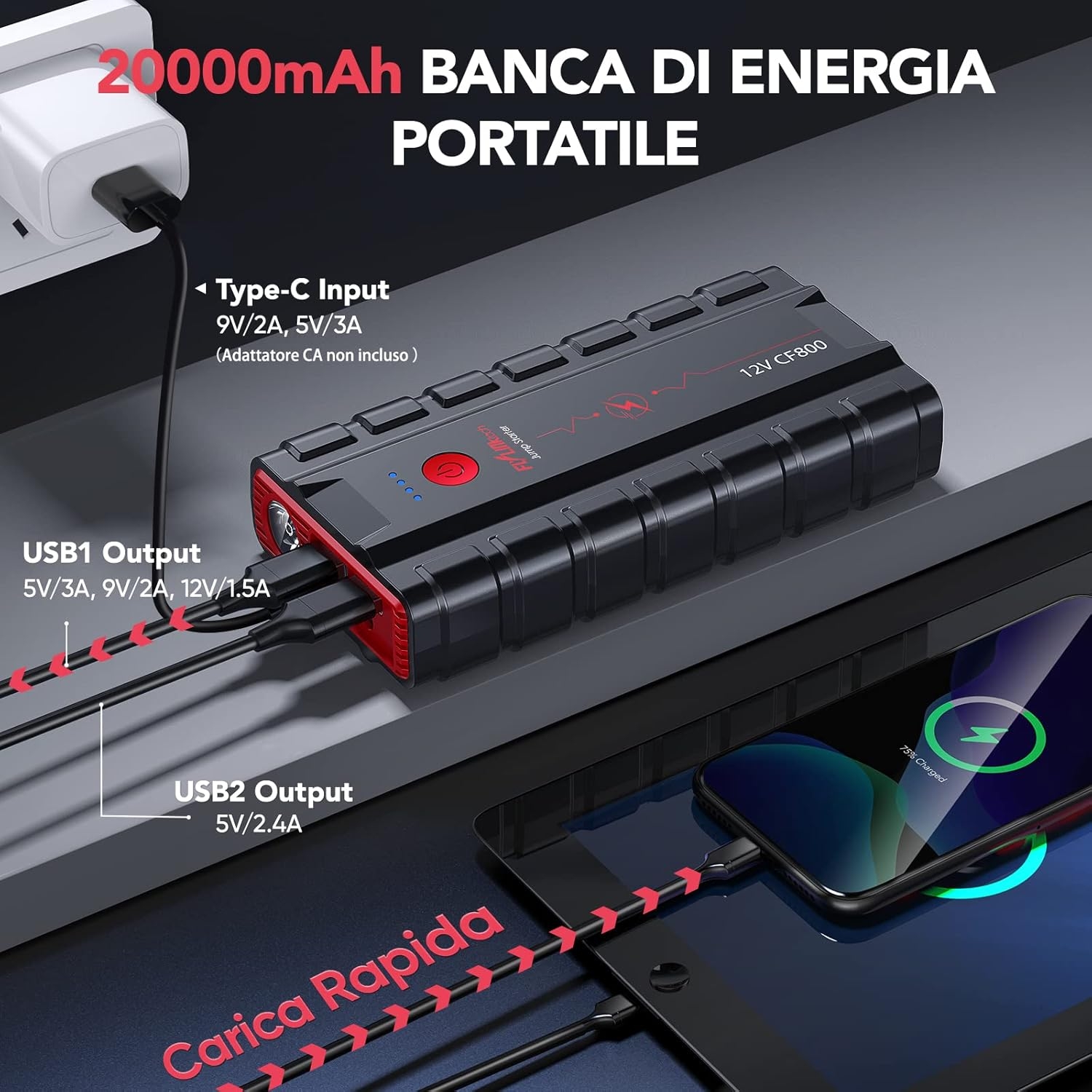  جامپ استارتر همراه با کمپرسور هوا FLYLINKTECH CF800 
