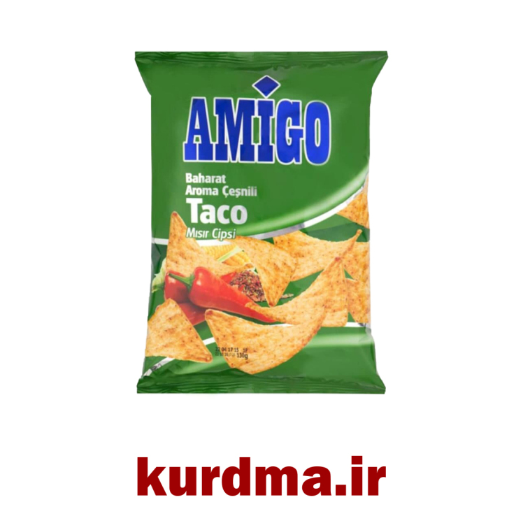 چیپس ذرت مثلثی (تاکو) با طعم فلفل قرمز تند و ادویه AMIGO