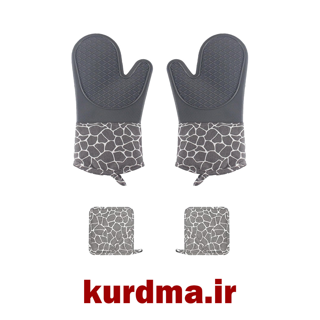  ست چهار تکه دستکش سیلیکونی ضد سوختگی Silicone Oven Mitts and Pot Holders Set 