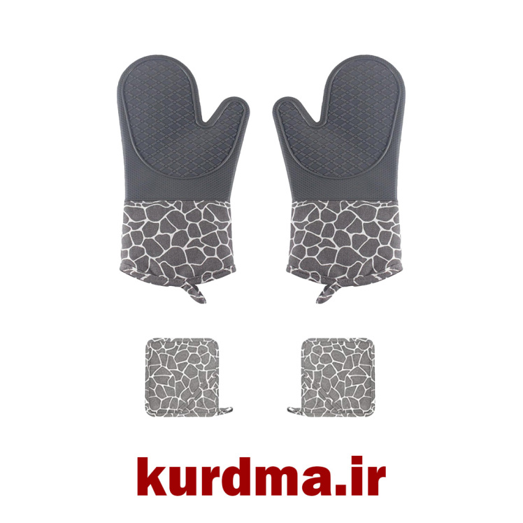 ست چهار تکه دستکش سیلیکونی ضد سوختگی Silicone Oven Mitts and Pot Holders Set