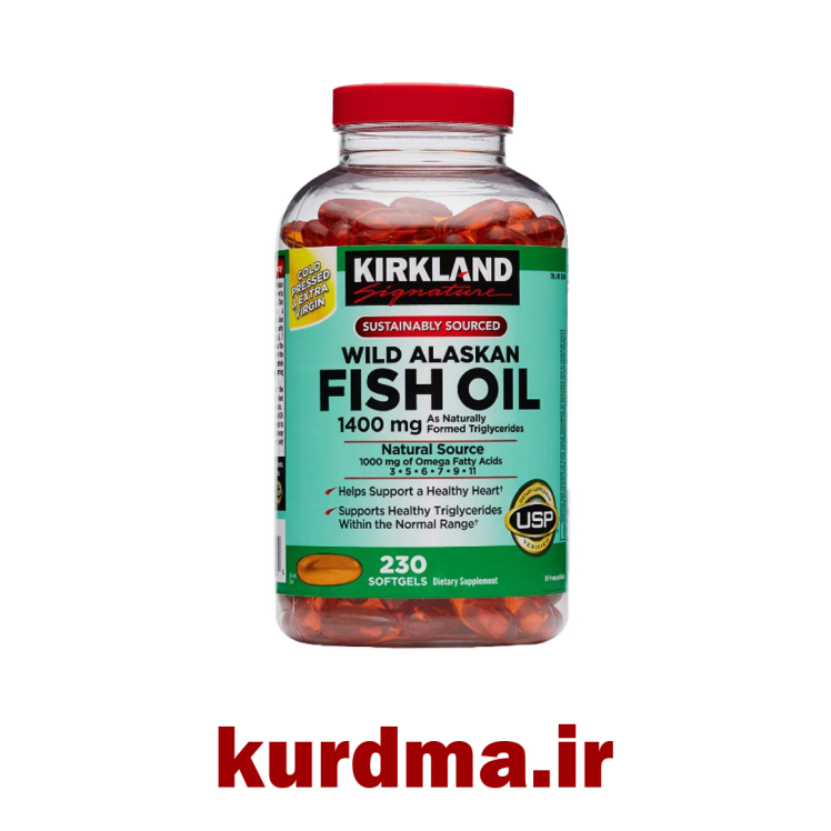 قرص فیش اویل آلاسکای وحشی کرکلند 230 عددی اصلی Kirkland Wild Alaskan Fish Oil 1400mg