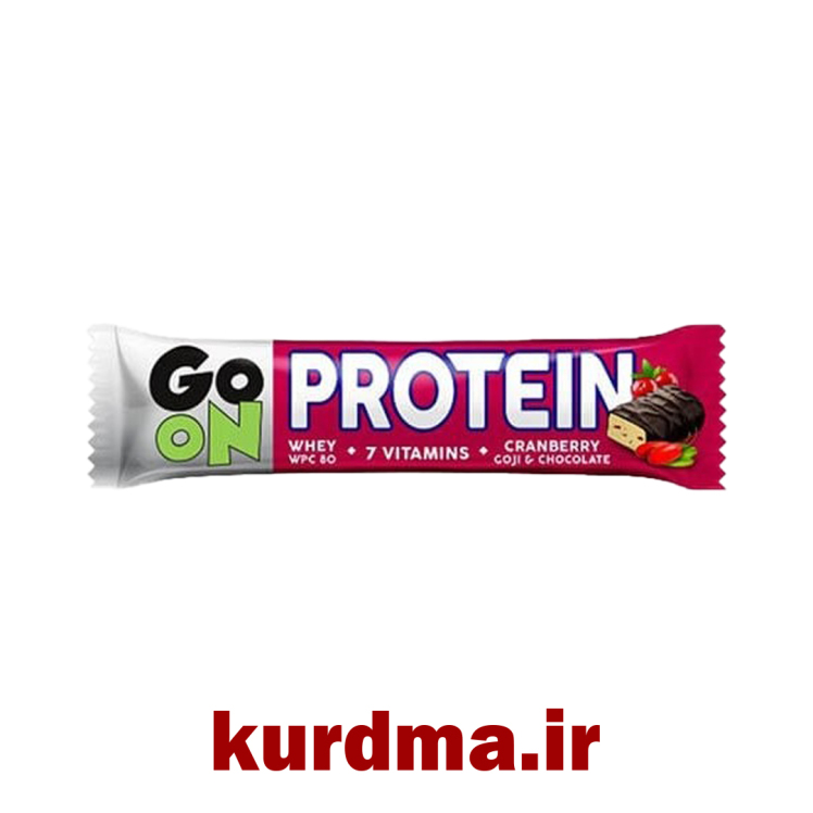 پروتئین بار با طعم میوه‌های آنتی‌اکسیدانی و روکش شکلاتی برند GO ON PROTEIN ( عمده و خرده ) 