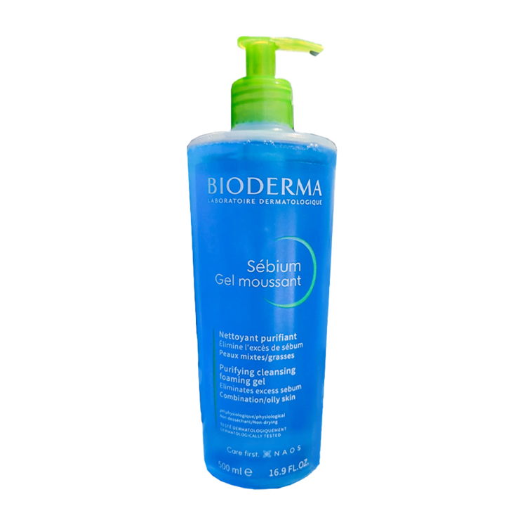 ژل شستشو صورت پمپی بایودرما مناسب پوست چرب و مختلط حجم Bioderma Purifying Cleansing Foaming Gel For Combination/Oily Ski